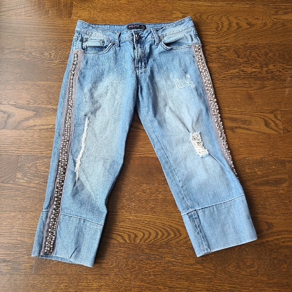 Baby Phat Women's Blue Jeans with Embellishments beaded sz.8 - Picture 1 of 12
